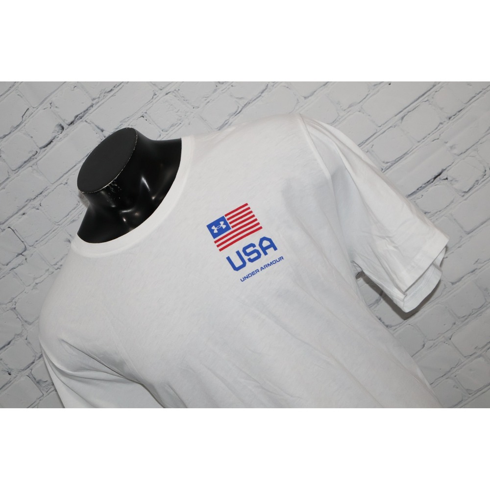 Under Armour Gym Shirt Mens 3XL White USA Freedom United States America